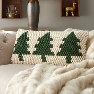 Mina Victory Home For The Holidays 3 Christmas Tree Throw Pillow 12 in x 24 in